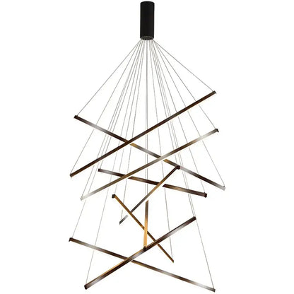 Modern geometric decorbites led nordic chandelier with brushed bronze and gold rods for living dining and bedroom lighting