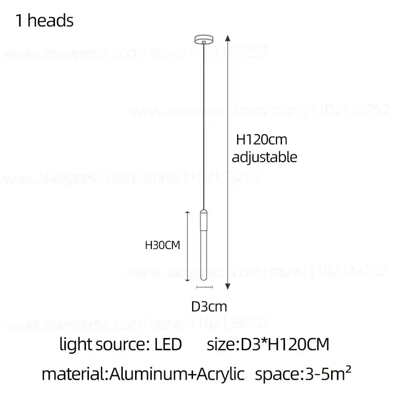 Adjustable decorbites led nordic cylinder chandelier with sleek aluminum and acrylic design measuring 120cm height