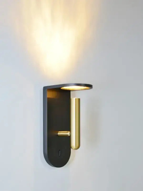 Modern wall lamp decorbites led nordic with sleek black backplate and polished brass accents emitting warm led nordic flame light