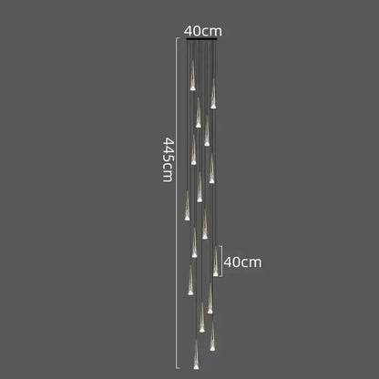 Decorbites led nordic 40cm wide black ceiling mount chandelier with crystal droplets for nordic staircase lighting