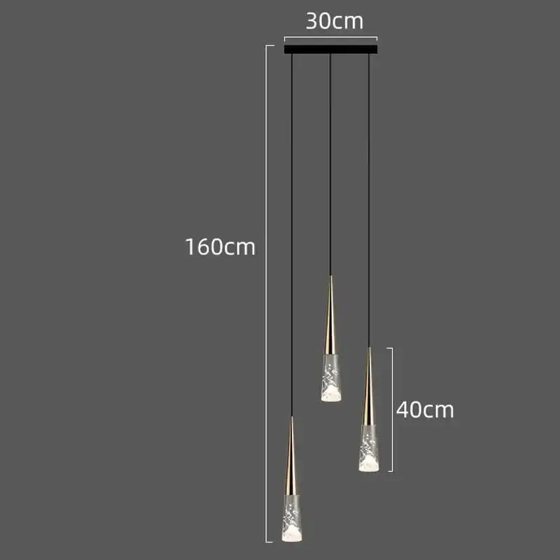 Modern minimalist pendant light with three gold-toned conical shades and led lights decorbites led nordic chandelier