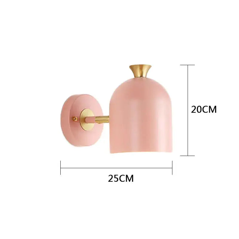 A delicate pink bell-shaped decorbites led nordic wall lamp with gold metal base for kitchen and bedroom lighting