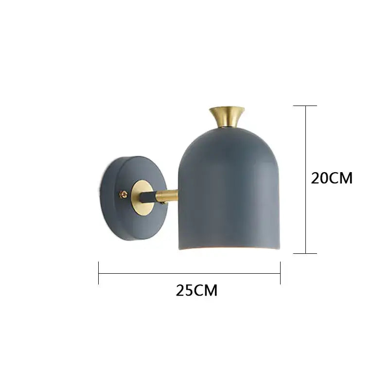 Modern gray dome-shaped DecorBites LED Nordic wall lamp with brass accent for kitchen dining bedroom study use