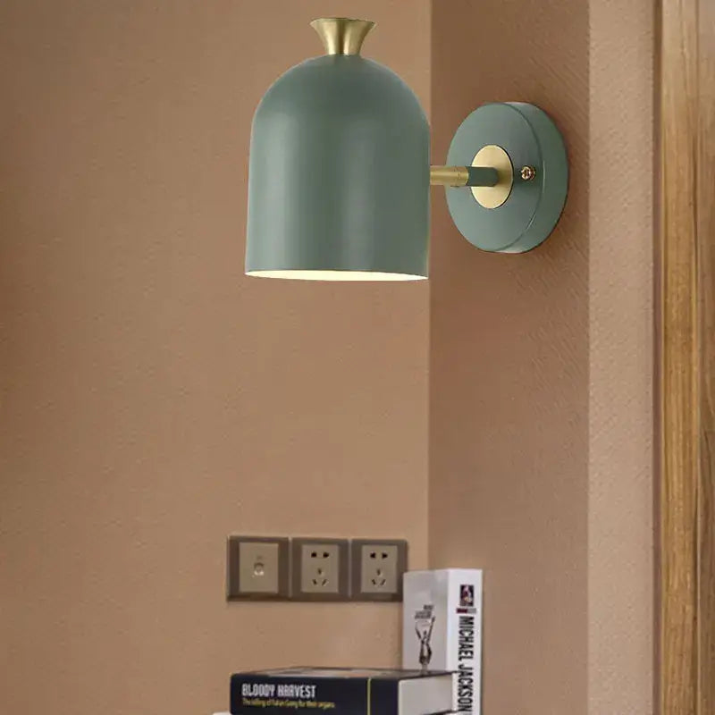 Modern teal wall lamp with brass accents and dome shade decorbites led nordic wall lamp for kitchen and bedroom