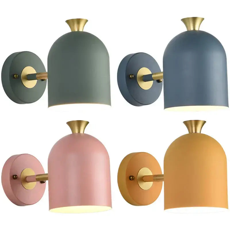 Modern decorbites led nordic wall lamp with matte dome shades in muted hues and brass hardware for versatile room use