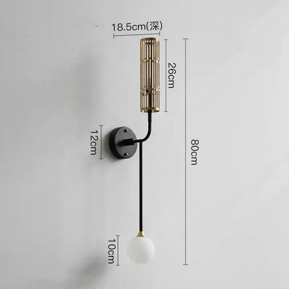 Modern black metal wall sconce with gold-toned slatted shade and frosted glass globe bulb decorbites led nordic wall light