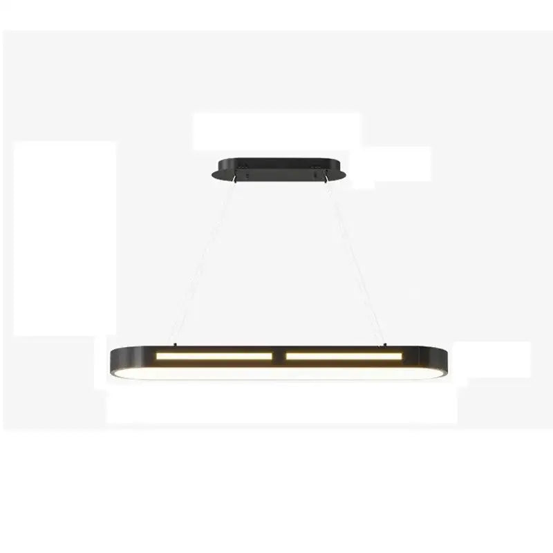 Modern black rectangular pendant light with two horizontal warm led strips for decorbites led office chandelier use