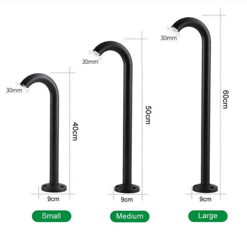 Black metal shepherds hook stands in three sizes for decorbites led outdoor aluminum bollard light garden lighting