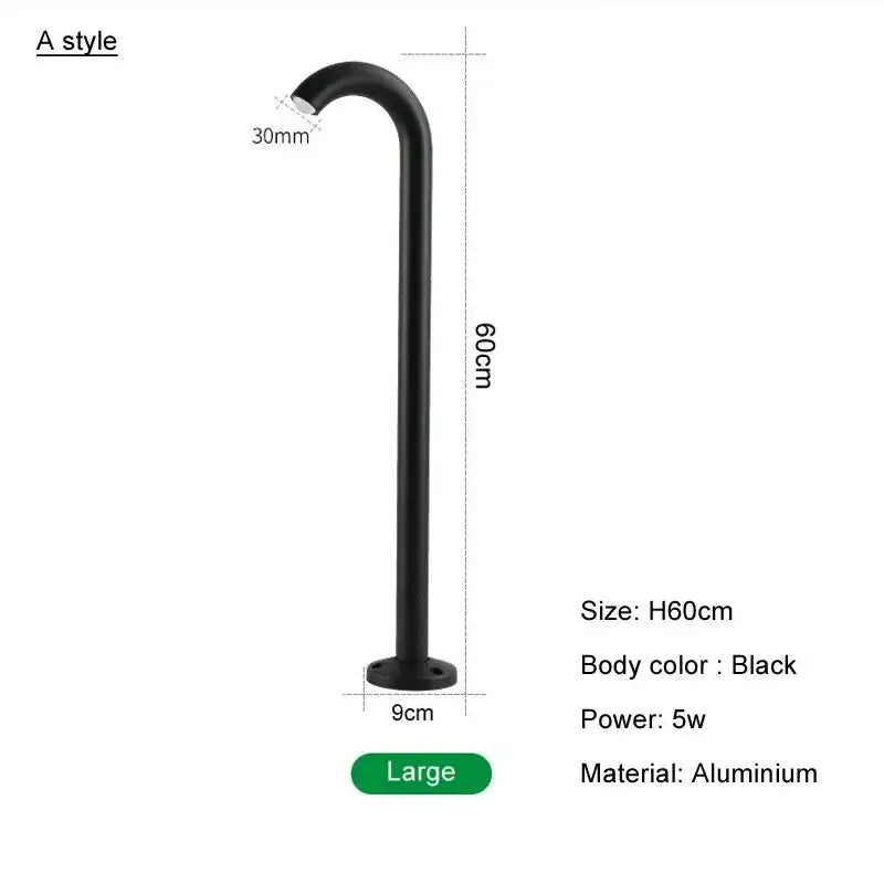 Black matte finish decorbites led outdoor aluminum bollard light with sleek curved design for modern landscape lighting
