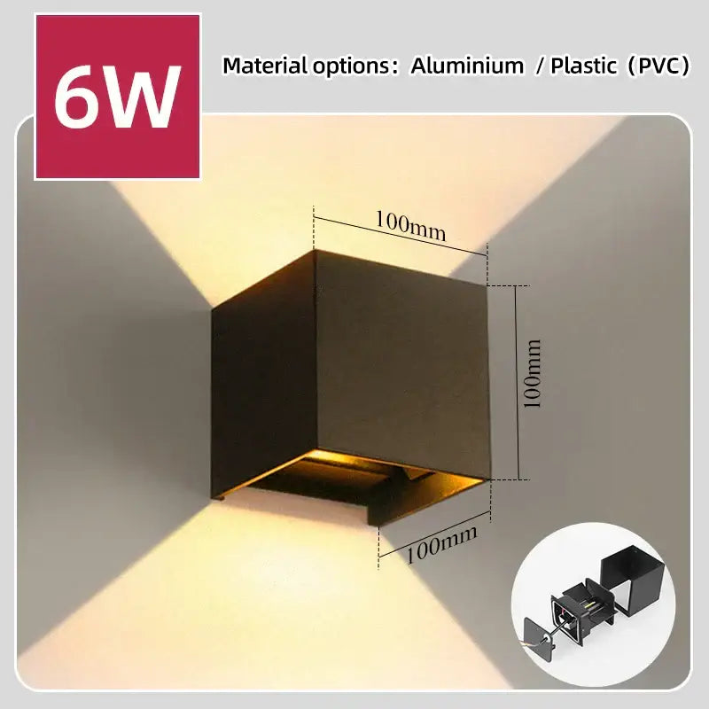 Black cubic decorbites led outdoor wall light with 6w power and sleek modern design for led outdoor garden use