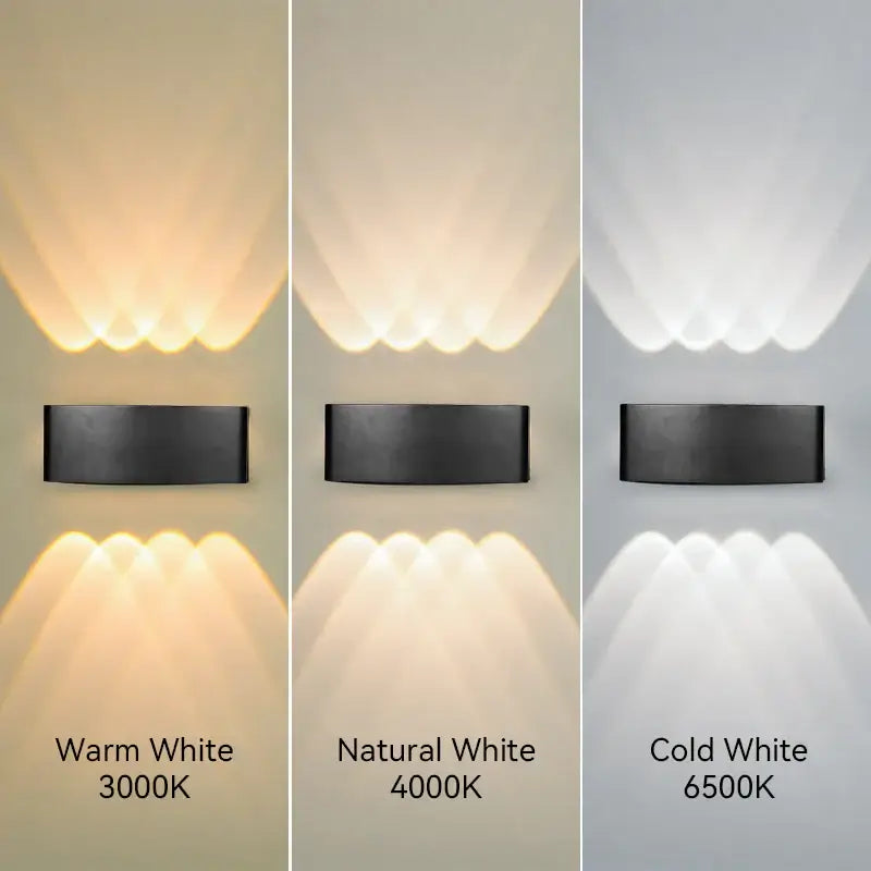 Black rectangular decorbites led outdoor wall light with three color temperatures for garden and porch use