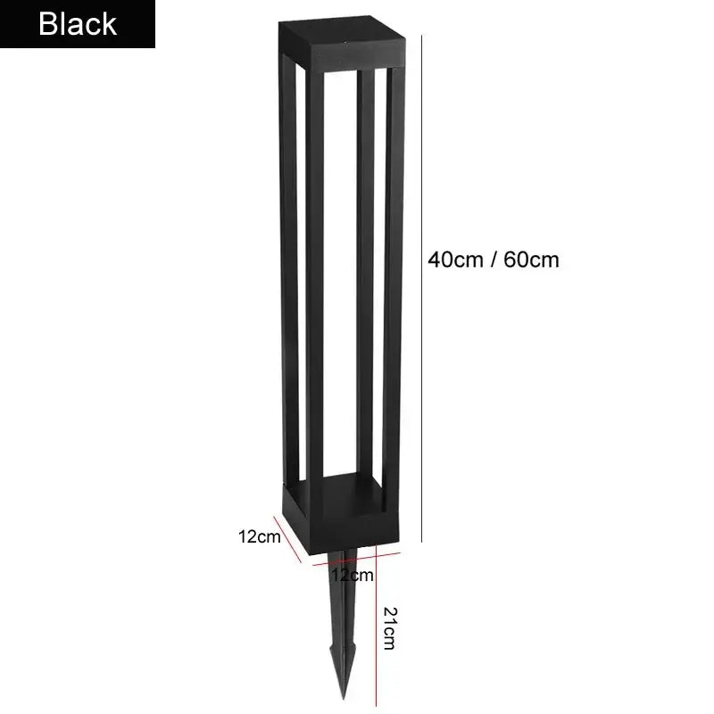 Black rectangular decorbites led outdoor lawn light with sleek modern design and pointed stake for easy garden installation