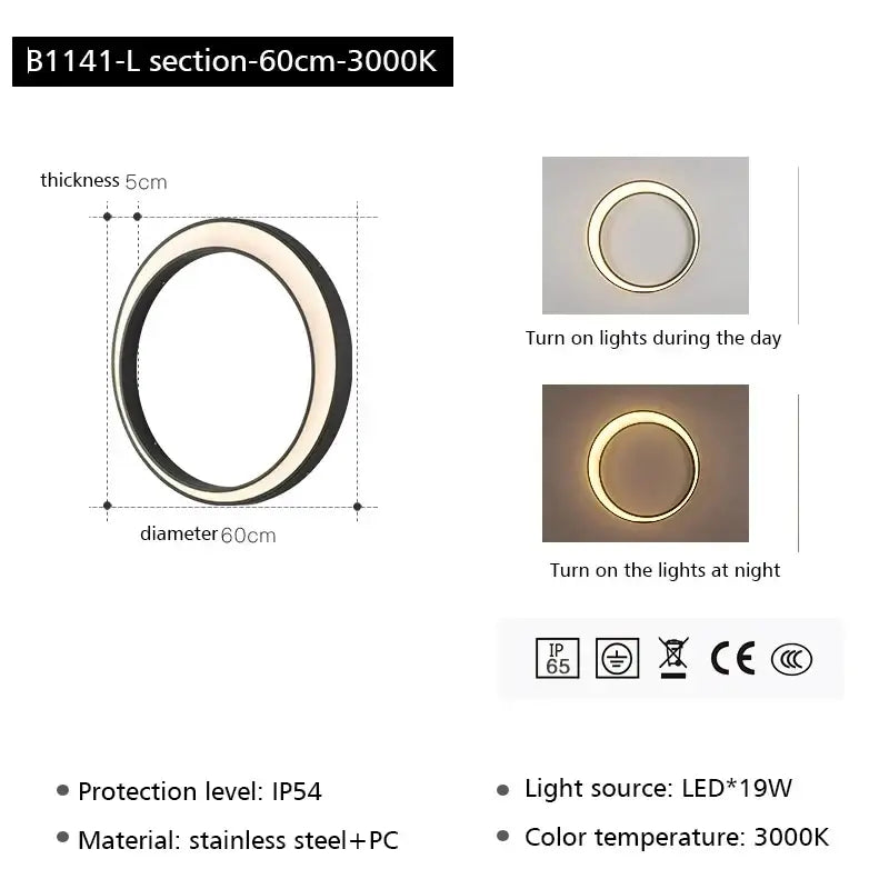 A sleek decorbites led outdoor wall lamp with a 60cm stainless steel and pc led outdoor moon design for balcony use