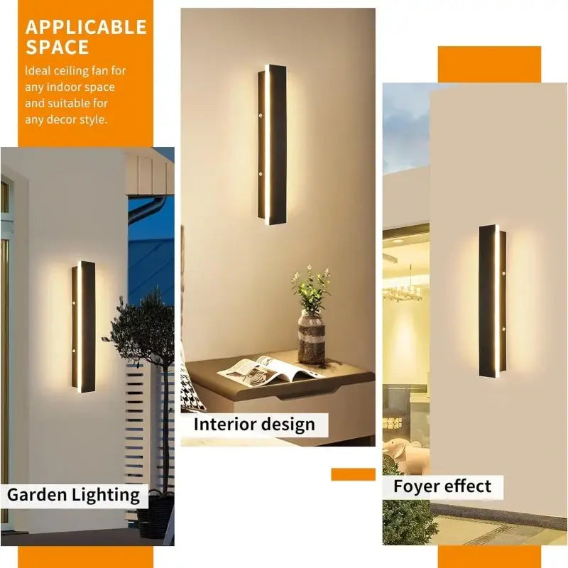 Modern black rectangular wall lamp with sleek minimalist design and warm LED lighting for outdoor wall use by DecorBites™