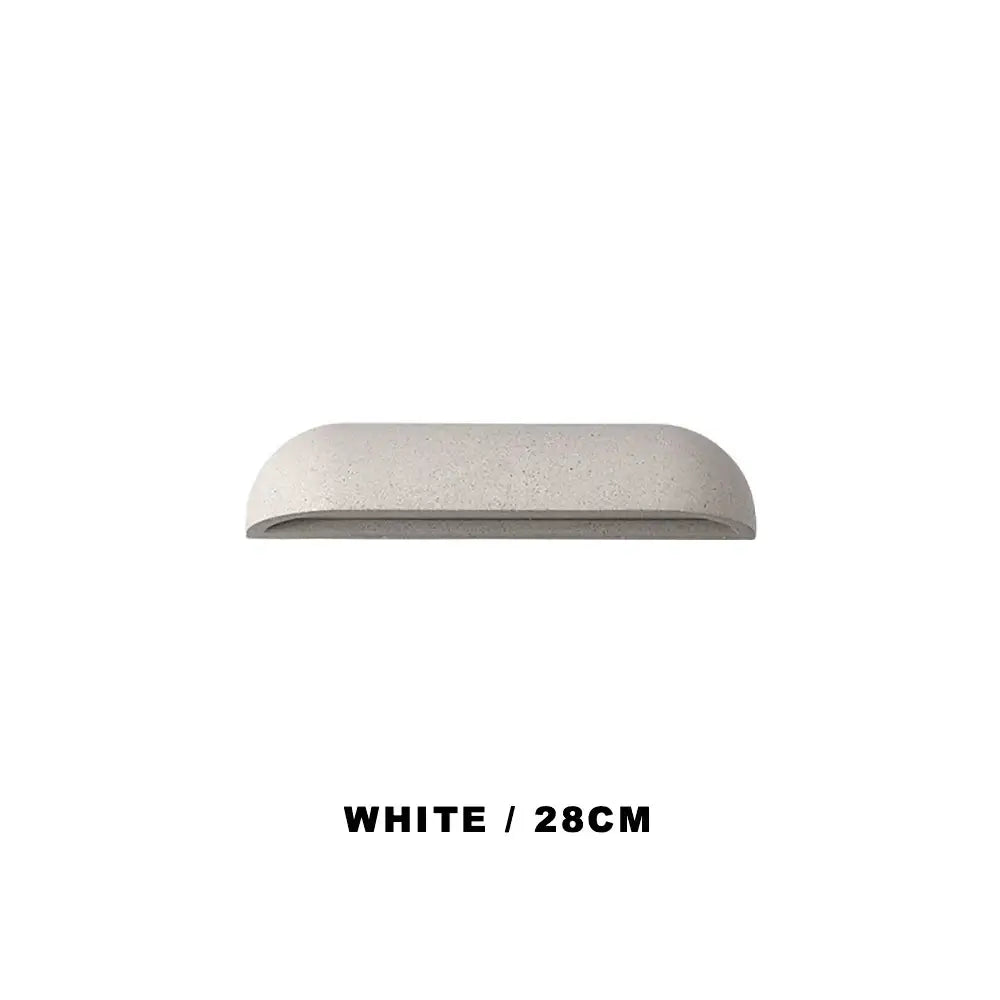 White 28cm DecorBites led outdoor wall lamp with textured concrete finish for Japanese garden stone travertine decor