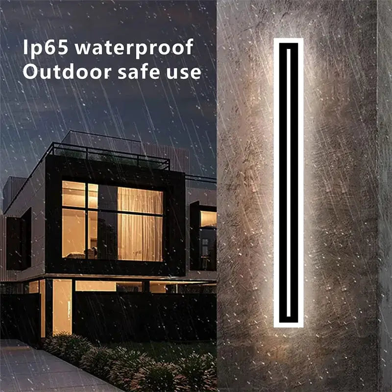 DecorBites™ black and white aluminum LED outdoor wall lamp with sleek minimalist design and IP65 waterproof rating
