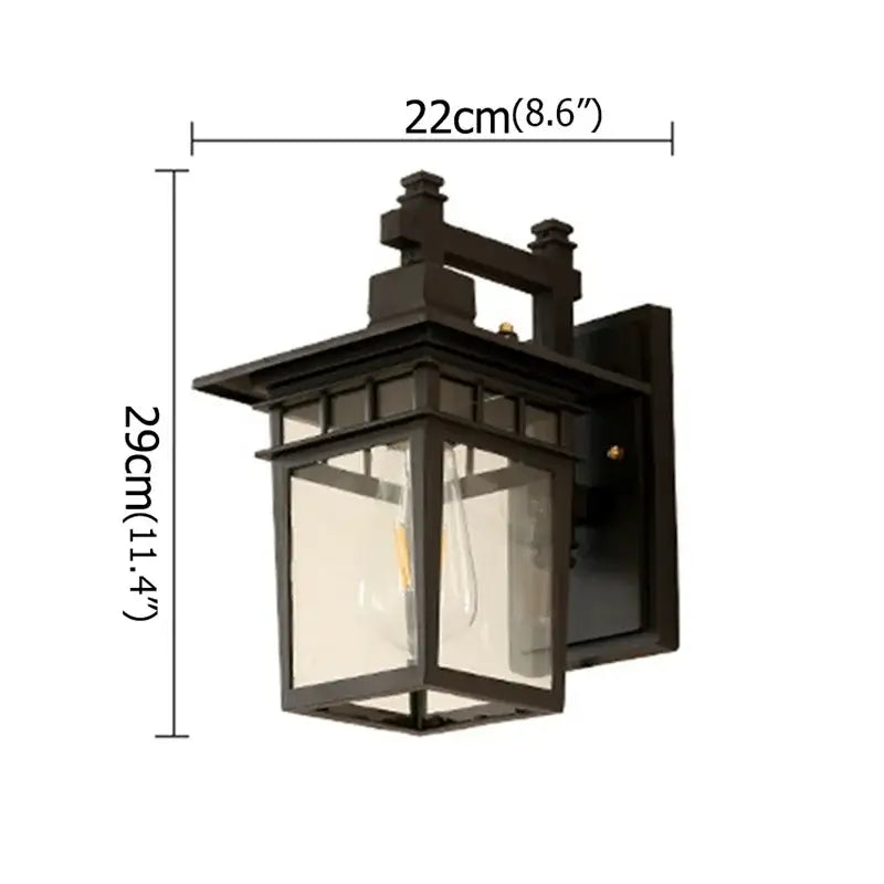 Black wrought iron decorbites led outdoor wall lamp with clear glass panels and vintage-style bulb for outdoor use