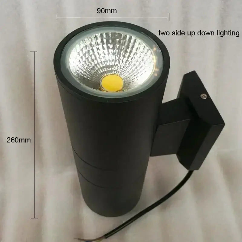 DecorBites™ black cylindrical outdoor wall lamp with dual-directional led lighting for porch and garden use