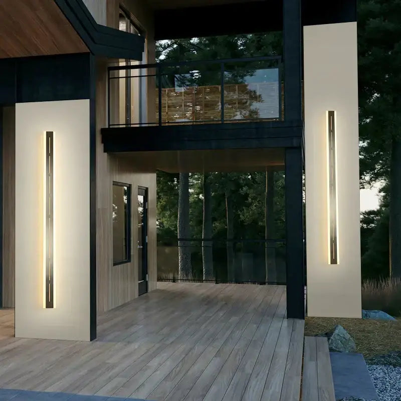 Modern minimalist decorbites led outdoor wall light with sleek black frame and warm ambient lighting for garden porch use