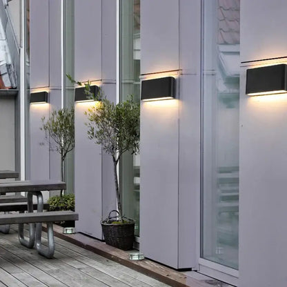 Modern black rectangular decorbites led outdoor wall light with warm diffused lighting and waterproof aluminum build