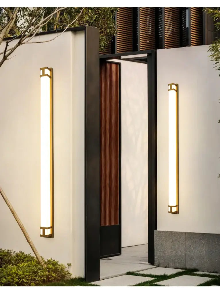 Modern gold-framed decorbites led outdoor wall lamp with sleek rectangular design and warm white led outdoor wall light