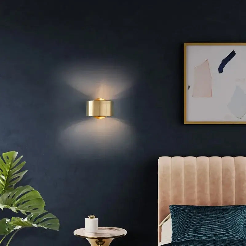 Gold-toned cylindrical wall light with sleek modern design decorbites led outdoor waterproof garden lighting lamp