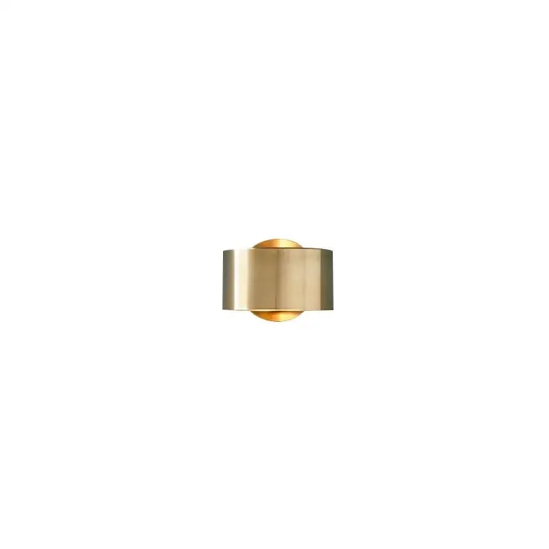 A sleek cylindrical brass decorbites led outdoor wall light with minimalist design and polished finish for indoor use