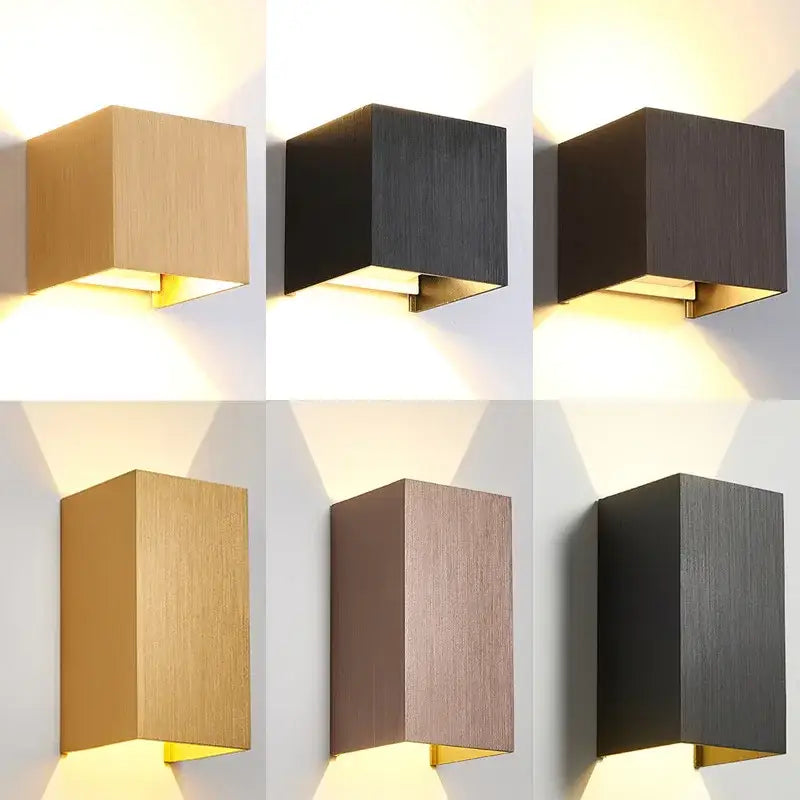 Modern square outdoor wall light by DecorBites with brushed metal finish and warm LED lighting for porch and garden