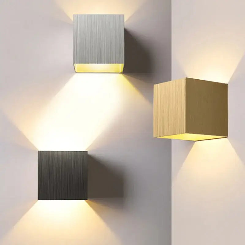 Decorbites™ brushed metal modern square outdoor wall lights with warm recessed led glow for porch garden patio