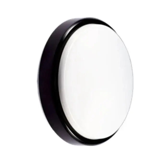 Black-framed decorbites™ oval wall lamp with frosted white diffuser for outdoor and bathroom lighting use