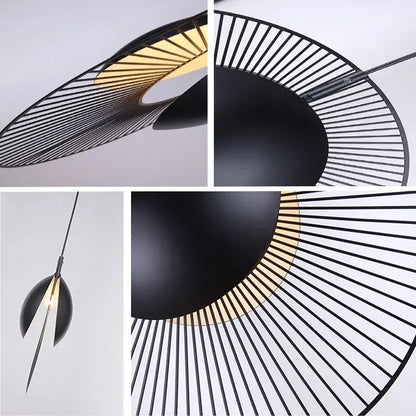 Decorbites™ black and gold oyster pendant lamp with sleek fan-like metal design for loft bedroom decor