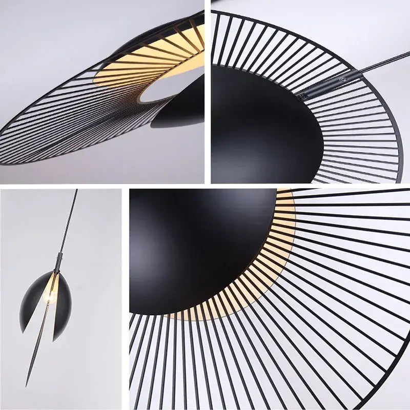 Decorbites™ black and gold oyster pendant lamp with sleek fan-like metal design for loft bedroom decor