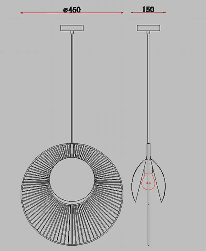 DecorBites™ oyster pendant lamp with sleek metallic frame and radial spoke design for loft bedroom decor