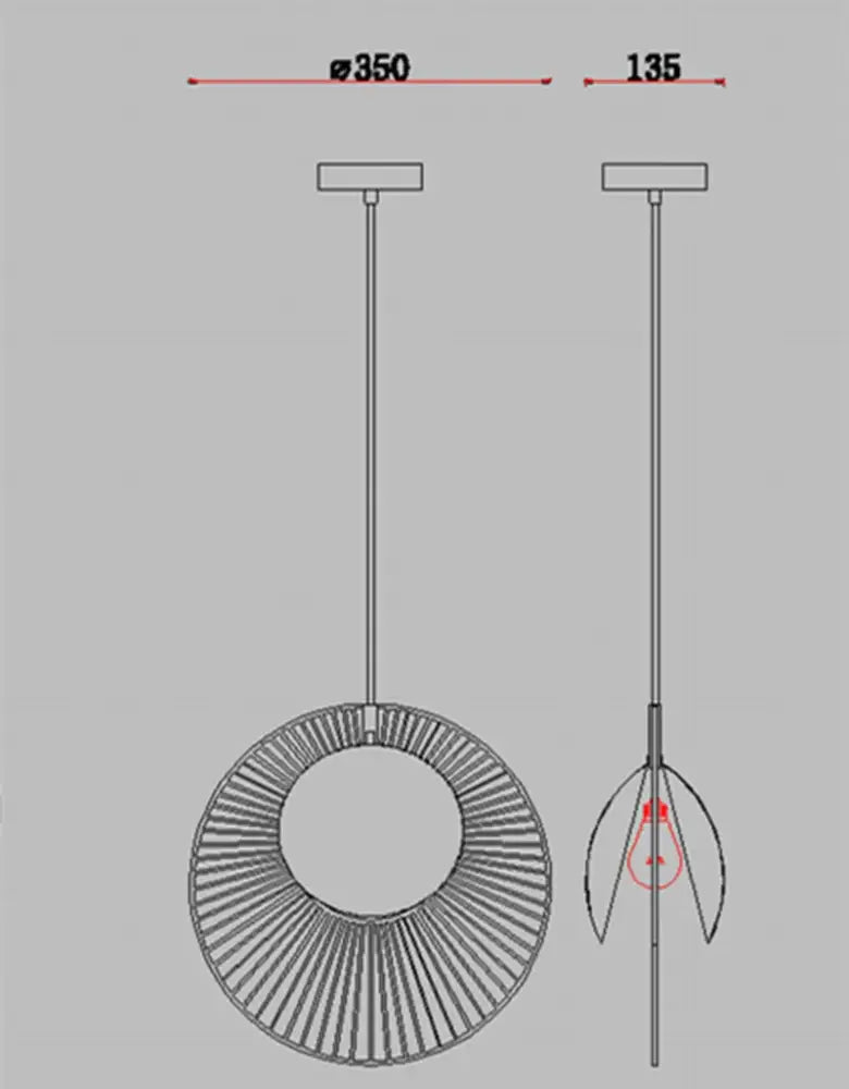 Modern metallic oyster pendant lamp with circular frame and radial spokes for adjustable loft bedroom lighting