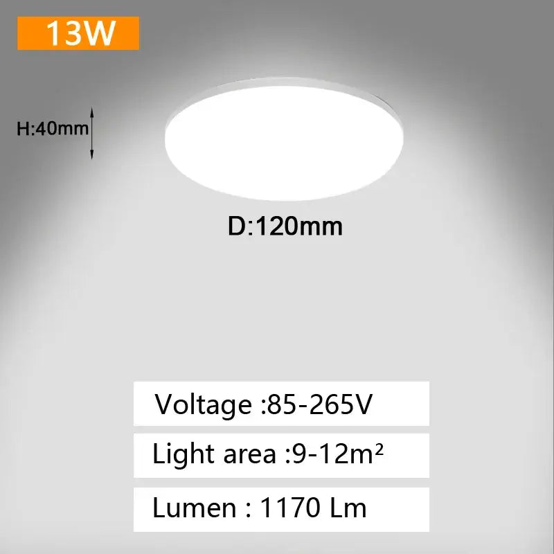 Circular white decorbites led panel ceiling light 120mm diameter 40mm height for bedroom living room lighting