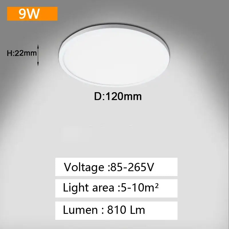 Circular white decorbites led panel ceiling light with sleek modern design 120mm diameter 22mm height for home lighting