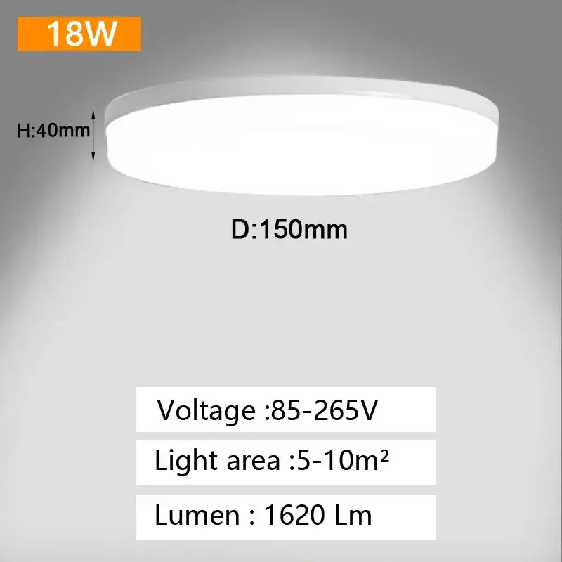 Circular white decorbites led panel ceiling light with sleek modern design 150mm diameter 40mm height for home lighting
