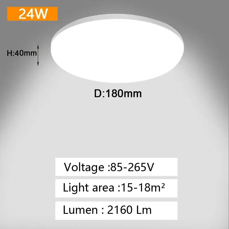 24w decorbites led panel ceiling light with sleek white diffuser 180mm diameter 40mm height for home lighting