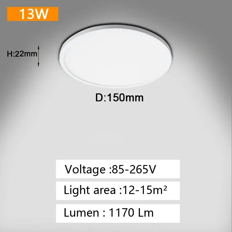 White circular decorbites led panel ceiling light with modern design 150mm diameter for bedroom living room lighting