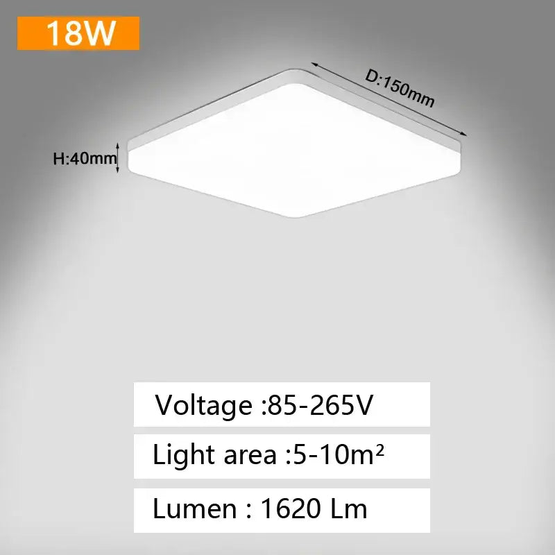 White rectangular decorbites led panel ceiling light 150mm diameter 40mm height for bedroom and living room lighting