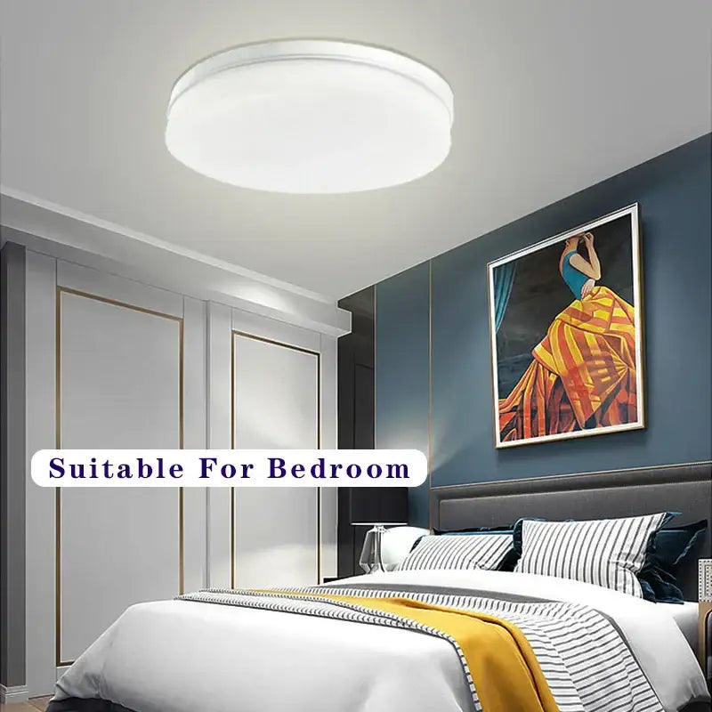 Modern white circular decorbites led panel ceiling light fixture ideal for bedroom and living room lighting