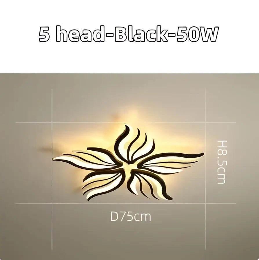 Black 5-head wall-mounted light fixture with sleek flame design and warm illumination for modern ceiling light decorbites led panel