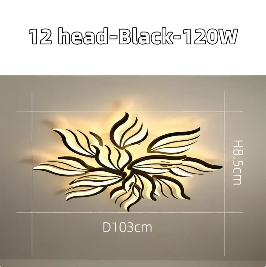 Black 12-head decorbites led panel ceiling light with sleek leaf design and 120w power for modern rooms