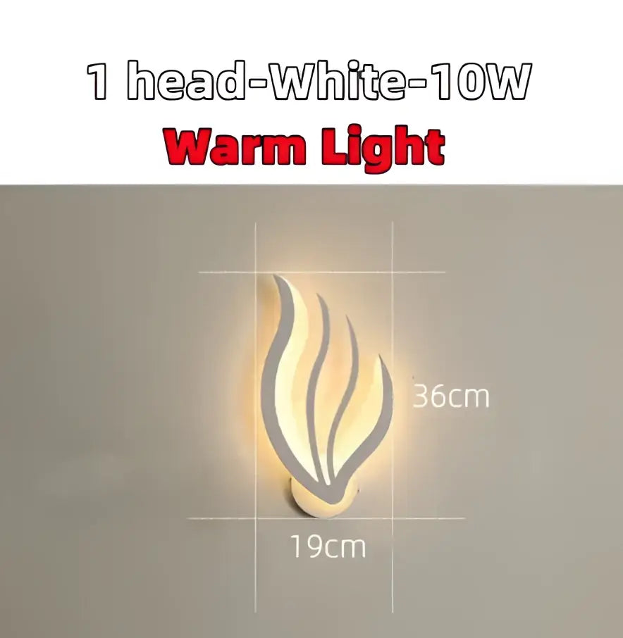 White flame-shaped wall lamp with warm light 10w paired with decorbites led panel ceiling light for modern rooms