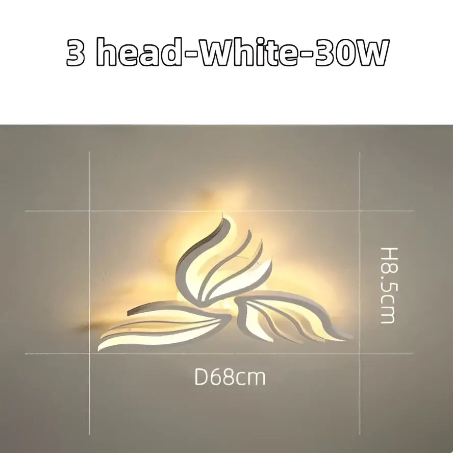 White three-head wall lamp with modern flame-like design and warm lighting for decorbites led panel ceiling light use