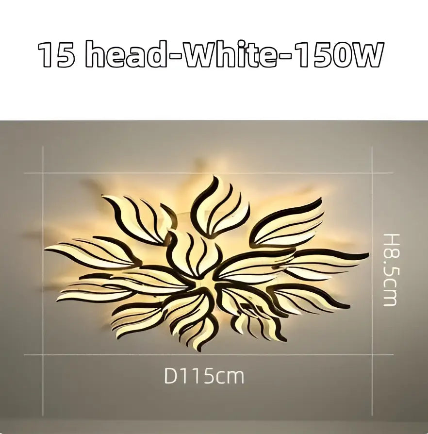 White 15-head floral design decorbites led panel ceiling light dimmable fixture for modern bedroom and living room