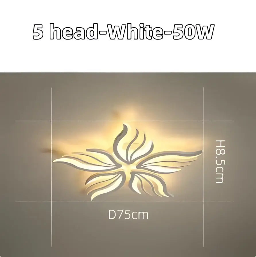 White five-headed stylized floral decorbites led panel ceiling light dimmable fixture for modern rooms