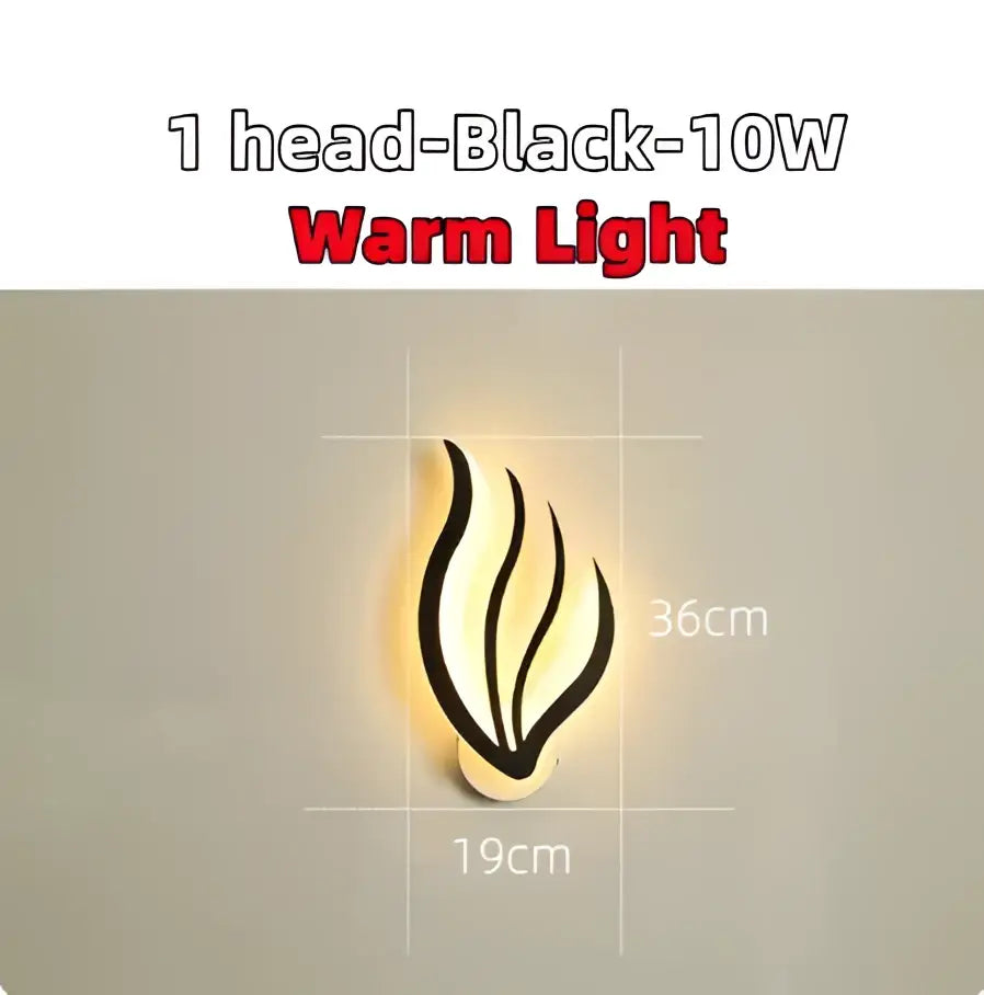 Black flame-shaped wall light with warm white illumination for modern decorbites led panel ceiling light fixture