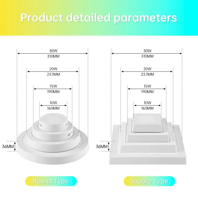 White round and square tiered decorbites led panel ceiling light for modern kitchen surface mount fixture