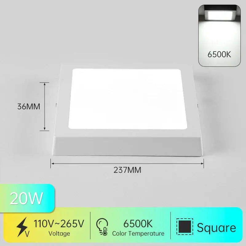 Decorbites led panel white square ceiling light 20w cool white 6500k modern kitchen chandelier fixture surface mount
